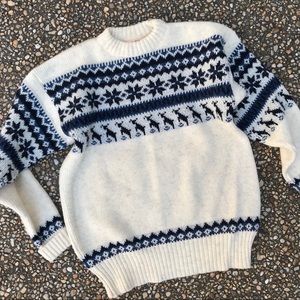 Vintage Icelandic Snowflake Nordic Ski Sweater S